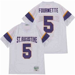 C202 Men Sale High School 5 Leonard Fournette St Augustine voetbaljersey Ademend Wit Wit weg kleur Pure katoenen topkwaliteit