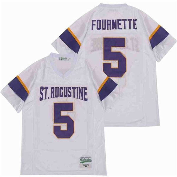 C202 Hommes Vente Lycée 5 Leonard Fournette St Augustine Football Jersey Respirant Tout Cousu Blanc Extérieur Couleur Pur Coton Top Qualité