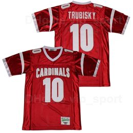 C202 Mentor Football 10 Mitchell Trubisky High School Jersey Rouge Team Couleur Pur Coton Cousu Respirant Hommes Sport Top En Vente