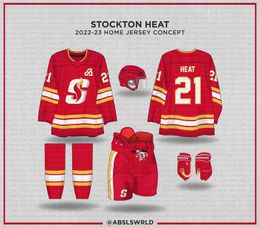 C202 Stockton Heat 2022 23 Jersey Concept Buddy Robinson Matthew Phillips Sam Kurker Mason Morelli Byron Froese Matt Marcinew Dillon Dube Alex