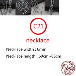 C21 S925 Collar de plata esterlina Moda personalizada Punk Hip Hop Estilo Versátil Retro Cruz Flor Carta Forma Regalo para el amante