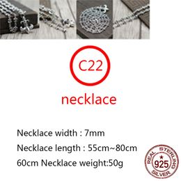 Collier en argent sterling C22 S925 Fashion Punk Punk Hip Hop Style polyvalent Rétros Anchor Pendant Cross Cross Letter Forme Gift For Lover