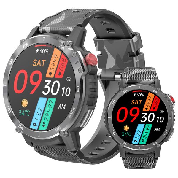 Reloj inteligente C22 para hombre, llamada Bluetooth, pantalla HD de 1,6 pulgadas, memoria 4G, frecuencia cardíaca de 400mAh, pulsera deportiva saludable para Fitness, reloj inteligente