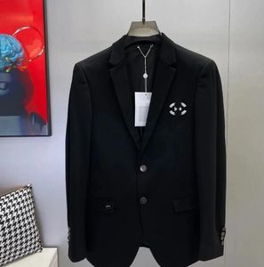 C23C hoogwaardig designer herenpak strass zwart zakelijk luxe herenblazerjack