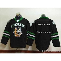 C26 NIK1 Custom North Dakota Fighting Sioux Hockey Jersey Limited Mens Stitched Black Green White Shirts Elke naam Elk nummer