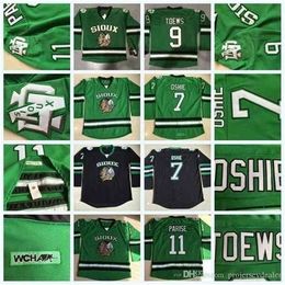 C26 Nik1 North Dakota Fighting Sioux 7 TJ Oshie 9 Jonathan Toews 11 Zach Parise College Fighting Hawks und Hockey Jersey Mens Dakota College Jersey