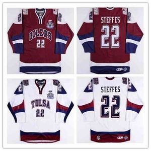 C26 NIK1 TULSA Oilers 22 Gary Steffes Hockey Jersey Blue Embroidery Stitched Custom Any Number and Name Jersey