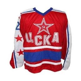 C26 Nik1 Vintage Moscou CSKA New Fetisov Jersey Jersey Broderie cousu Personnaliser n'importe quel nombre et nom de maillot