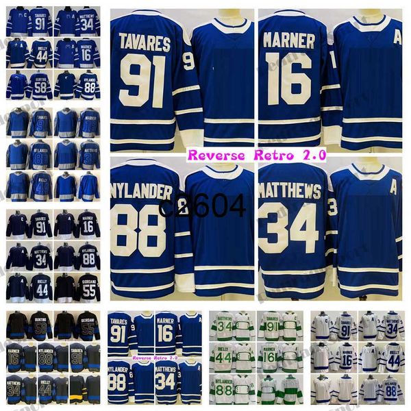 c2604 2022 Reverse Retro 20 Maillots de hockey John Tavares Réversible Auston Matthews Mitchell Marner Morgan Rielly William Nylander Michael Bunting Mark Giordano St