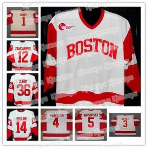 C2604 Boston Terriers College Hockey 36 John Curry 14 Jekabs Redlihs 11 Dan Spang 1 Stephan Siwiec 3 Ryan Whitney 12 Brad Zancanaro Maillots Pas Cher