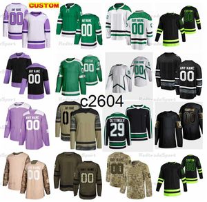 c2604 Custom 2022 Reverse Retro Jake Oettinger Hockey Jerseys Seguin Benn Heiskanen Hintz Camo Lucha contra el cáncer Robertson Pavelski Johnston Marchment Dellandrea Lin