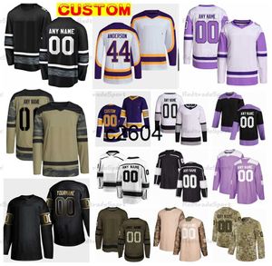 c2604 Custom 2023 Camisetas de hockey retro inversas Kopitar Doughty Fiala Camo Lucha contra el cáncer Anderson Adrian Kempe Arvidsson Danault Vilardi Durzi Lizotte Iafallo Roy C