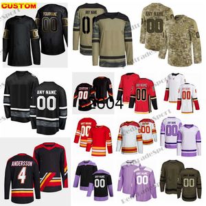 c2604 Custom Reverse Retro 20 Jerseys de hockey Nazem Kadri Huberdeau Lindholm Markstrom Mangiapane Camo Fights Cancer Jagr Toffoli Backlund Andersson Dube Coleman L