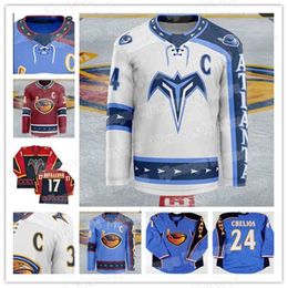 C2604 Custom Vintage 17 Ilya Kovalchuk Atlanta Thrashers Hockey Jerseys 15 Dany Heatley 39 Tobias Enstrom 16 Marian Hossa Ice Jersey Maat S-XXXL