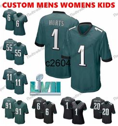 c2604 LVII Camisetas de fútbol Hombres Mujeres Jóvenes Jason Kelce Jalen Hurts AJ Brown Slay Jr DeVonta Smith Goedert Graham Cox Reddick Swift Mailata 81 Owens Dawkins Cunning