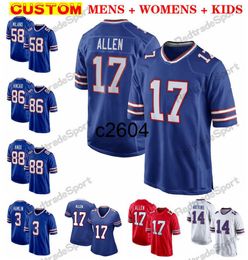 c2604 Hommes Femmes Enfants Football Maillots Josh Allen Damar Hamlin Dalton Kincaid Von Miller Knox Stefon Diggs Dawkins Poyer Matt Milano Bass Hyde Kelly Thurman Thomas Ol