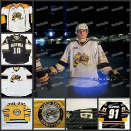 C2604 MitNess Custom CHL Vintage Sarnia Sting 91 Steven Stamkos Hockey Jersey 17 Martin Personnalisez n'importe quel numéro et nom Broderie Cousue CHL Jerseys