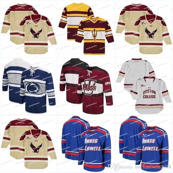 C2604 MitNess NCAA Hommes Bos Eagles Chandail De Hockey Film Jersey Penn State Nittany Lions Colosseum Open Net II Chandails De Hockey Sur Glace