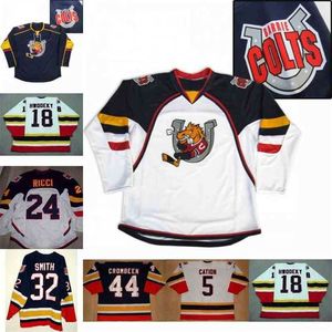 C2604 Thr 18 Rick Hwodeky Barrie Colts Maillots 24 Fab Ricci 5 Cation 32 Smith 44 Crombeen Maillots de Hockey