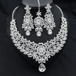 C30 mariage front chaîne collier boucles d'oreilles ensemble Dubai bijoux cadeaux pour femmes indien africain accessoires de cheveux de mariée 240202