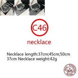 C46 S925 Collier en Argent Sterling Personnalisé Mode Punk Hip Hop Style Créatif Polyvalent Rétro Audacieux Croix Fleur Bateau Ancre Lettre Forme Cadeau pour Les Amoureux