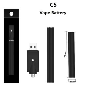 Batterie C5 Bud Touch 10,5 mm à activation automatique sans bouton Vape O Pen 345 mAh pour batterie à cartouche 510 avec voyant inférieur Alimentation directe du fabricant