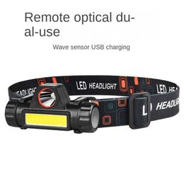 Linterna frontal LED C5 con Sensor y batería, linterna para cabeza recargable por USB, 4 modos de iluminación, luz de trabajo para ciclismo