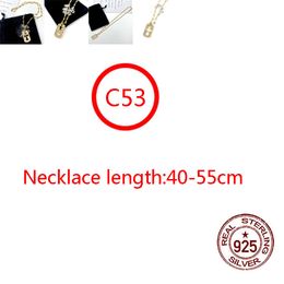 C53 S925 Collier en argent sterling Style de personnalité de la mode Plaqué or Diamant Croix Fleur Lettre Chaînes Punk Hip Hop Bijoux Style Cadeau pour les amoureux