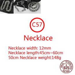 C57 S925 collier en argent sterling personnalisé anneau épais croix lettre style punk hip hop audacieux vintage chaîne bijoux cadeau pour les amoureux