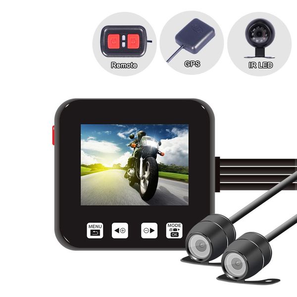 Caméra d'action C6 double pour moto, enregistreur DVR, vue avant et arrière, étanche, tableau de bord, boîte de Vision nocturne noire