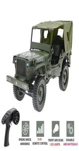 C606 RC Car 2 4G 1 10 Jedi Proportionele Control Crawler Militaire Truck 4WD Offroad RC -auto met luifel LED Light Green 2201202255558745