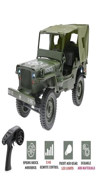 C606 RC voiture 2 4G 1 10 Jedi contrôle proportionnel chenille camion militaire 4WD tout-terrain voiture RC avec auvent lumière LED vert 2201202254576474