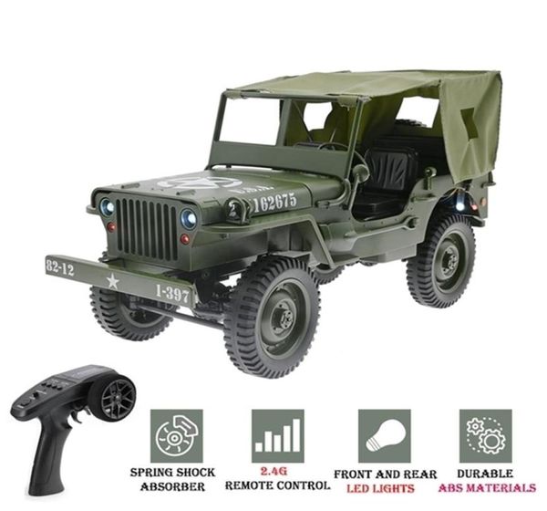 C606 RC Car 2 4G 1 10 Jedi Contrôle proportionnel Crawler Military Tamin 4wd Offroad RC Car avec canopée LED GREEN 2201202259857450