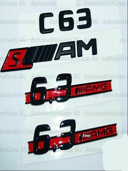 C63 fit AMG 63 fit AMG Emblema de estrella trasera Sedan Coupe Insignia negra Combo apto para Mercedes W2043294304