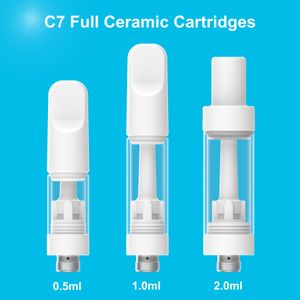 C7 Bobine en céramique complète vide 0,5 ml 1,0 ml 2,0 ml chariots gras en verre vide cartouche vape styl