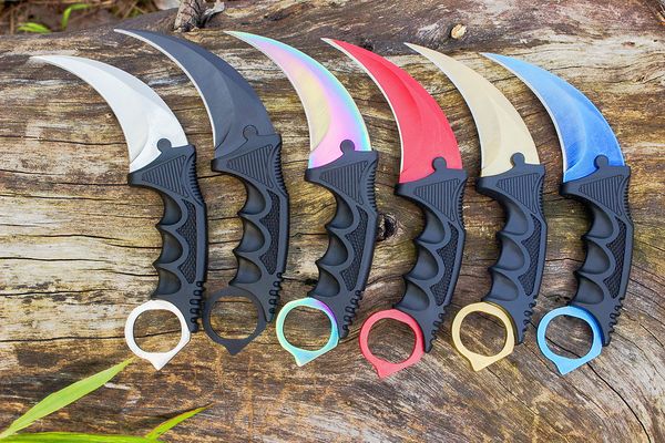 C7145 CSGO Counter Strike Karambit Couteau 3Cr13Mov Lame En Acier ABS Poignée Griffe Couteaux avec Gaine Chasse En Plein Air Survie Combat Camping Outils MY