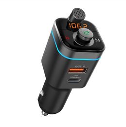 C72 Car Bluetooth 5.0 Transmisor FM Inalámbrico Manos libres Receptor de audio Auto Reproductor de MP3 PD 18W USB C A Dual Fast CAR Charger