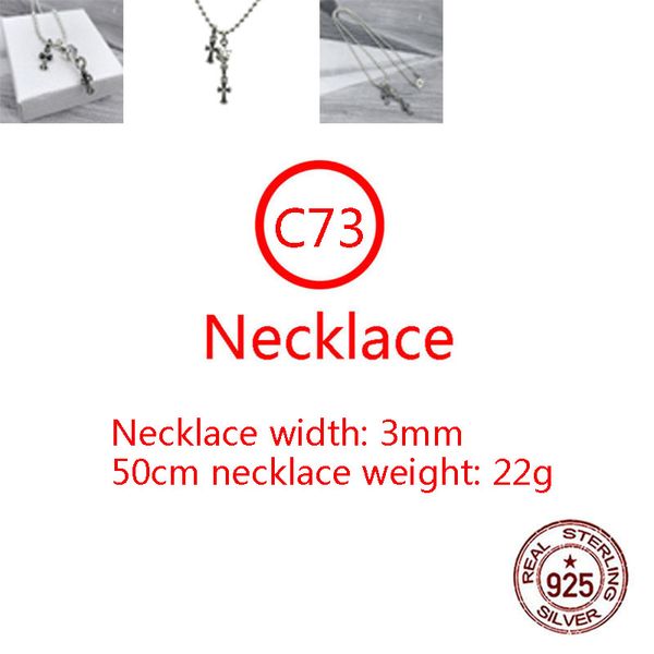 C73 S925 Collier En Argent Sterling Personnalisé De Mode Punk Hip Hop Style Bijoux Boule Croix Fleur Pendentif Forme Cadeau pour Amoureux