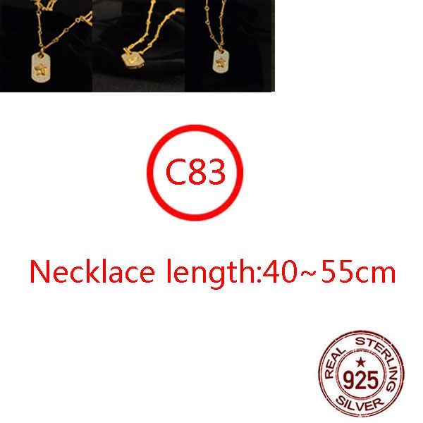 C83 S925 collier en argent sterling personnalisé mode punk hip hop style bijoux chaîne plaquée or avec diamants cinq points étoile croix lettre forme cadeau pour les amoureux