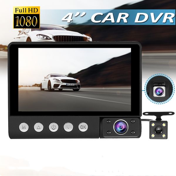 C9 3 LENS CAR DVR Cámara DVR de 4 pulgadas LCD 1080P IR Visión nocturna WDR Dash Cam Video Grabador de video