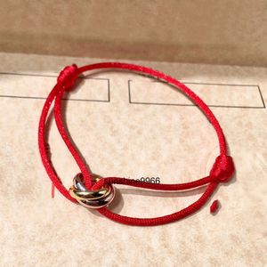 CA 925Silver Bracelet Lucky Red Rope for Woman Designer Gold Ploated 18K T0P Kwaliteit Hoogste Counter Kwaliteit Merkontwerper Sieraden Verjaardag Leuk cadeau