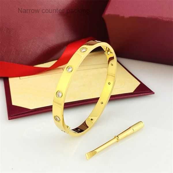 Ca Pulseras de diseñador para mujer Pulsera de oro de lujo Moda Amor Acero inoxidable Joyería clásica para hombre 2 Embalaje de mostrador estrecho