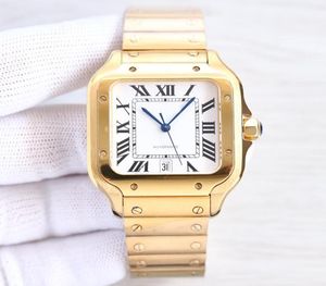 CA Square Mens Watches 40 mm en acier inoxydable montres mécaniques et bracelet Fashion Gold Watch mâle Lumineux montre des bracelets mon8229215