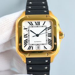 Ca Square Watch 40 mm Geneva Banda de goma original Caja y pulsera mecánicas automáticas Reloj de lujo para hombres Reloj deportivo para hombres Montre De Luxe Regalo de fábrica LB