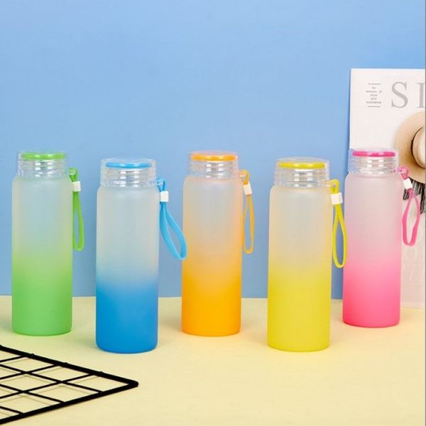 CA Warehouse Gobelets en verre à sublimation Bouteilles d'eau en verre dépoli avec couvercle Tasse de voyage à haute teneur en borosilicate de 16 oz Impression par transfert de chaleur232p