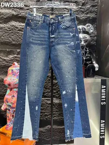 ca2336 DÉPT.Jeans pour hommes de haute qualité Jean de motard en détresse Jean Rock Skinny Slim Bande de trou déchiré Pantalon en denim à la mode avec broderie de serpent