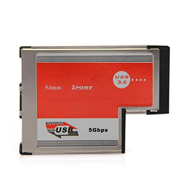 Envío gratuito CAA Hot 2 puertos USB 3.0 Tarjeta ExpressCard ASM Chip 54 mm PCMCIA ExpressCard para portátil