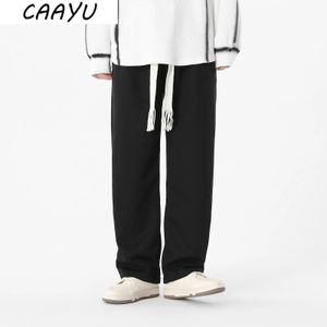 CAAYU Lente Streetwear Mannen Koreaanse Mode Y2k Losse Rechte Wijde Pijpen Broek Mannelijke Merk Kleding Zwart Grijs Cargo Broek 230226