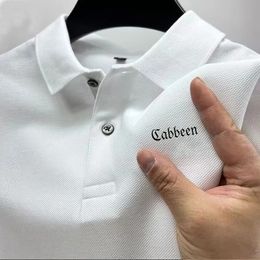 Cabbeen merk polo shirt modieuze zomer solide kleur korte mouwen korte mouwen jeugd minimalistische stijl heren 240422