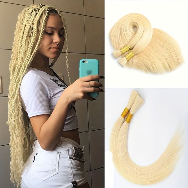 Cabelo Natural Loiro Russo 50cm 55cm 60cm Coiffure de tressage sans trame 100% extensions de cheveux humains